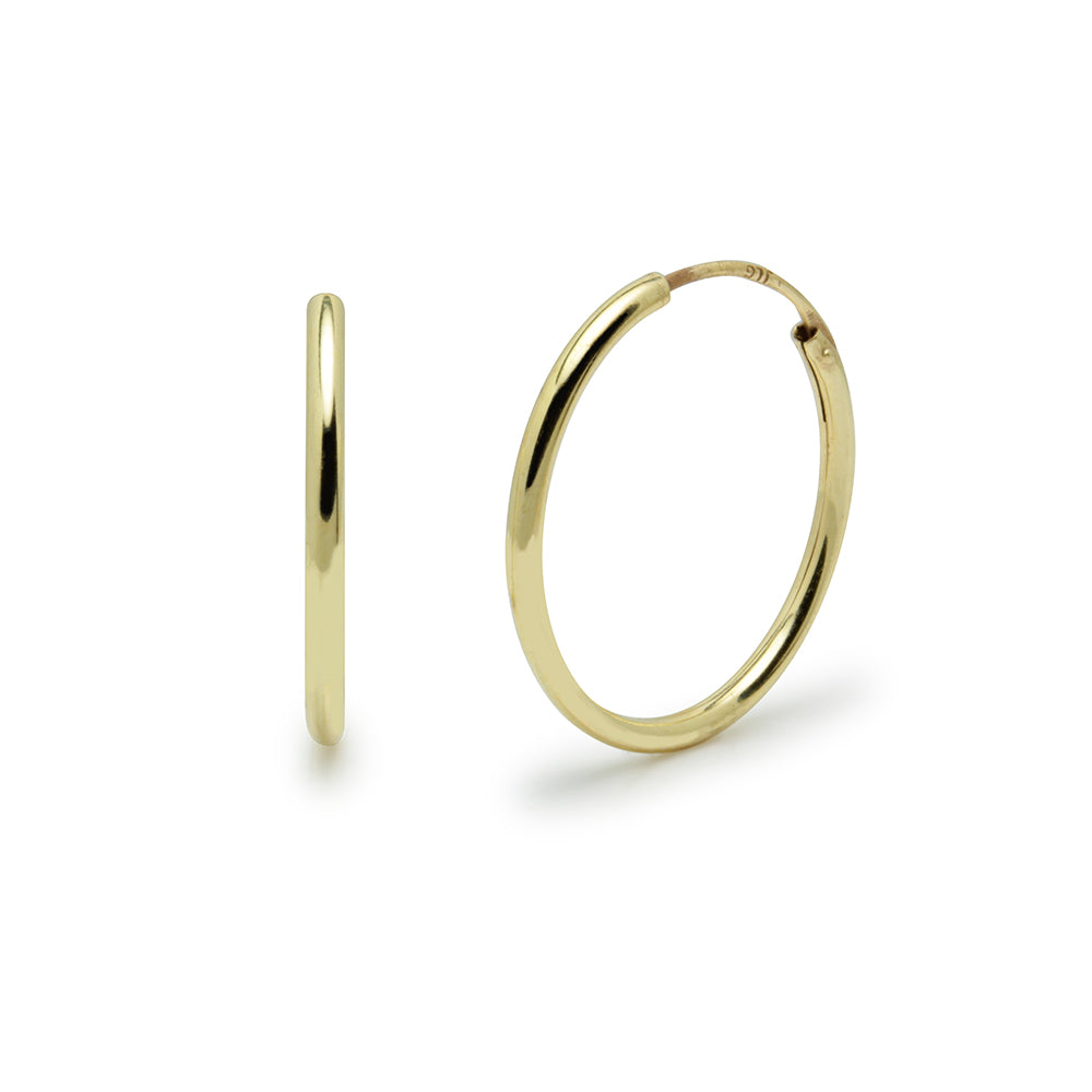 Pendientes De Aro Criollos Redondos - Oro Blanco O Amarillo 9 Quilates (375), 24x2 Mm | Joyería Elegante Con Caja De Regalo Y Certificado
