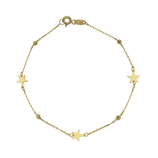 Pulsera Estrellas y Bolas en Oro Amarillo 18 Kilates