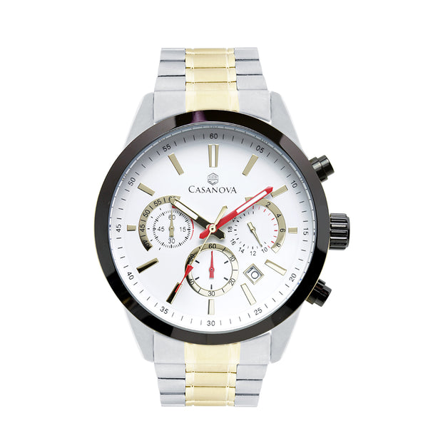 Reloj Casanova Chronos Cauro Acero-Dorado-Blanco